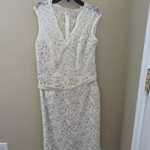 Dessy Cocktail Lace Dress in ivory